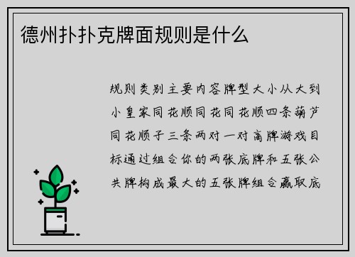 德州扑扑克牌面规则是什么